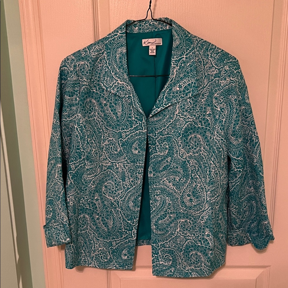 Karen Scott Turquoise Paisley Jacket